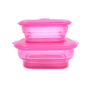 Image of LFGB eco friendly microwave collapsible food grade silicone food storage container ,food container box set