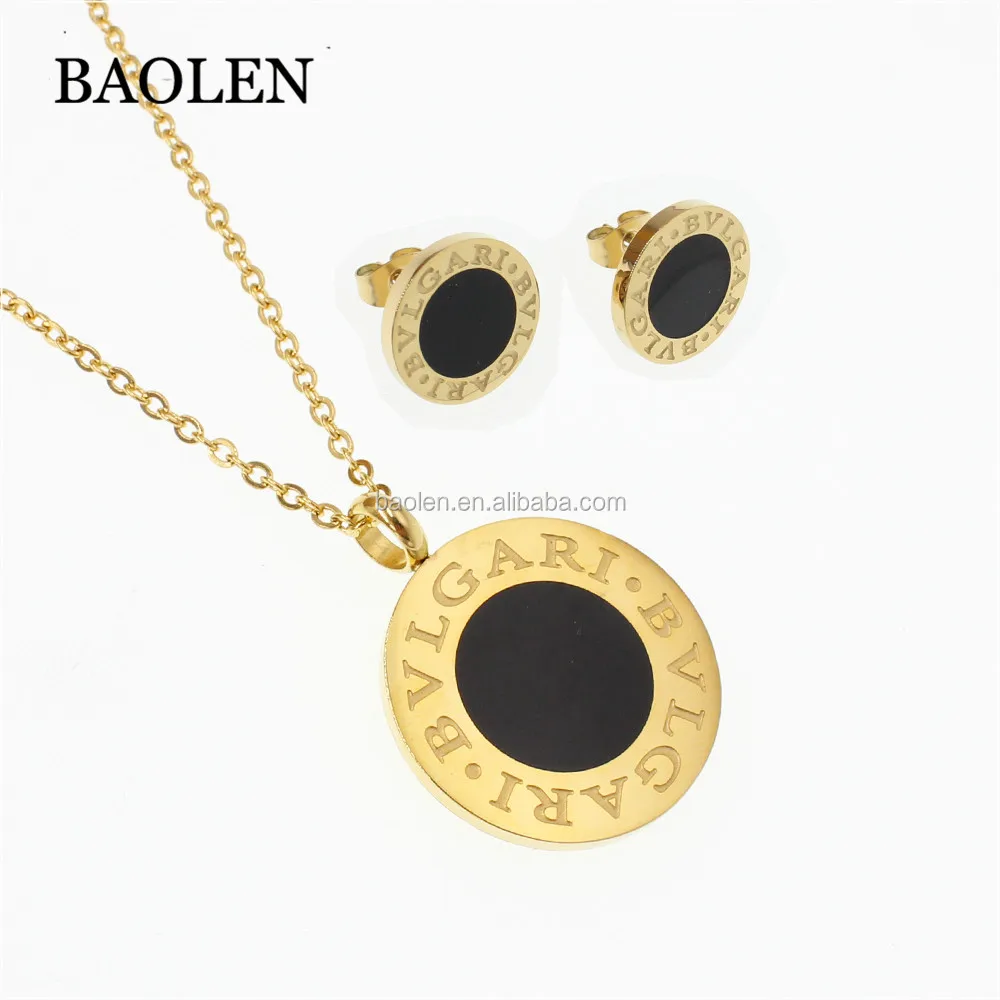 

Yupoo Cremation Round Crystal Blacking Urn Pendant Necklace Gold Plated Black Shell Round Circle Brand Jewelry Set