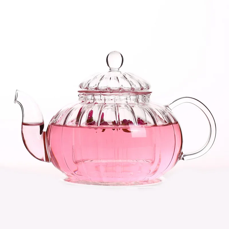 

600ml/21oz Pumpkin TEA POT SET Glass Teapot with Infuser, Transparent/clear
