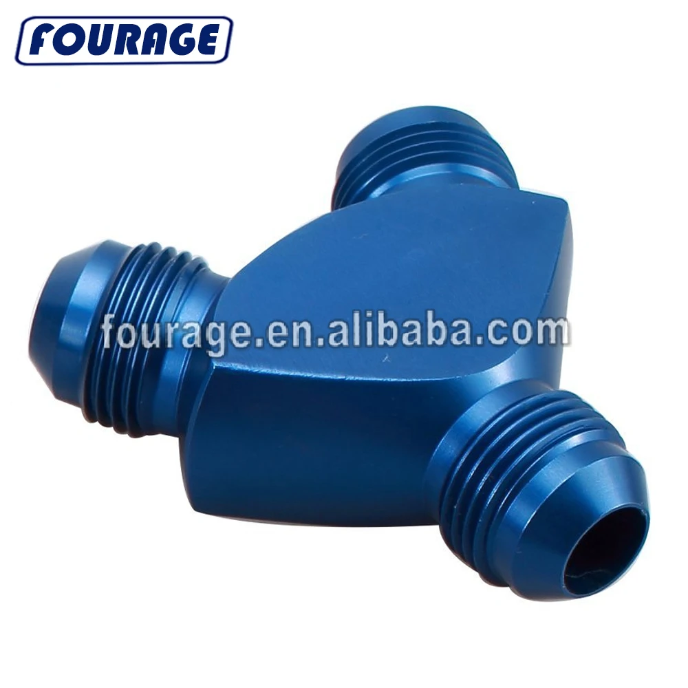 Blue 8 AN Male Flare Tee Fitting /"T/" Block