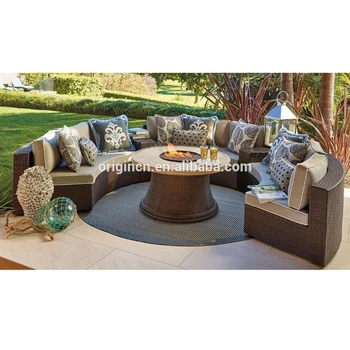 Circle Designed Outdoor Rattan Party Sofa Set With Curved Chair