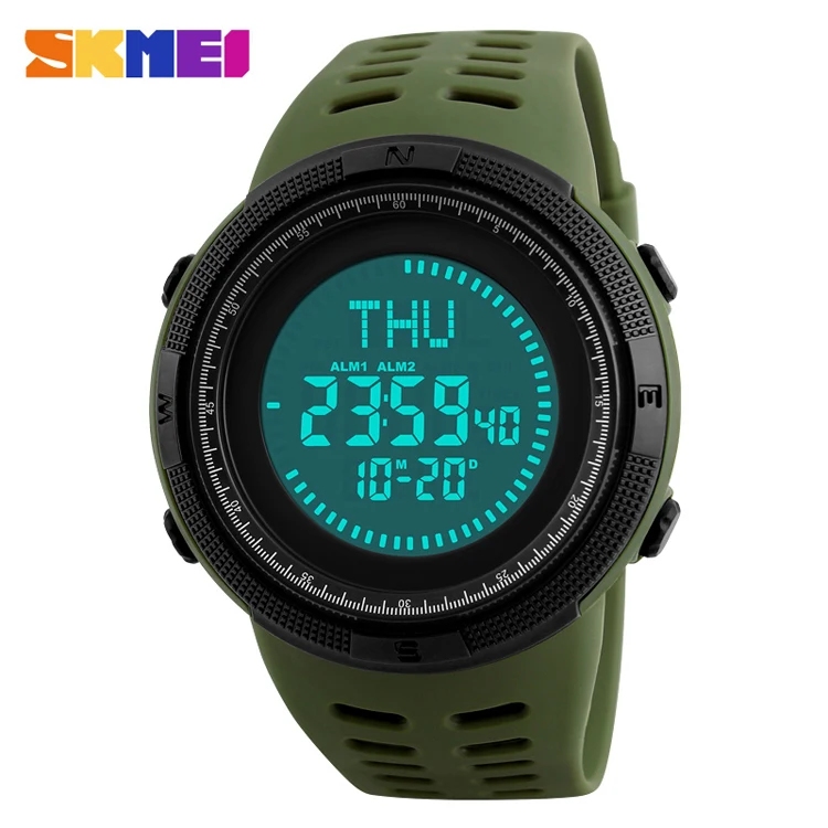 

SKMEI 1254 Brand Compass 5ATM Water Proof Digital Outdoor Men's Sports Watch Countdown Wrist Watches