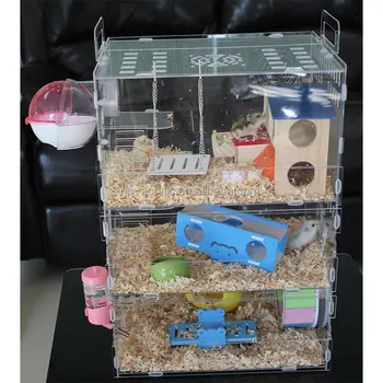 Custom 3 Tier Clear Acrylic Hamster Cage With Accessories - Buy Acrylic ...