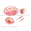 BSCI PASSED CE/FDA certificated 5 Packed plastic dinnerware sets/bamboo fiber material tableware