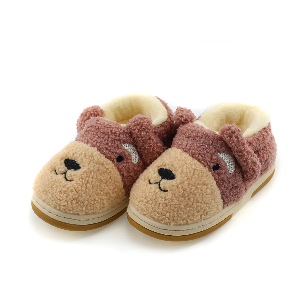 
Infant Boys Super Soft Plush Shoes Plush Brown Comfort Indoor Slippers Soft Baby Slippers Animals 