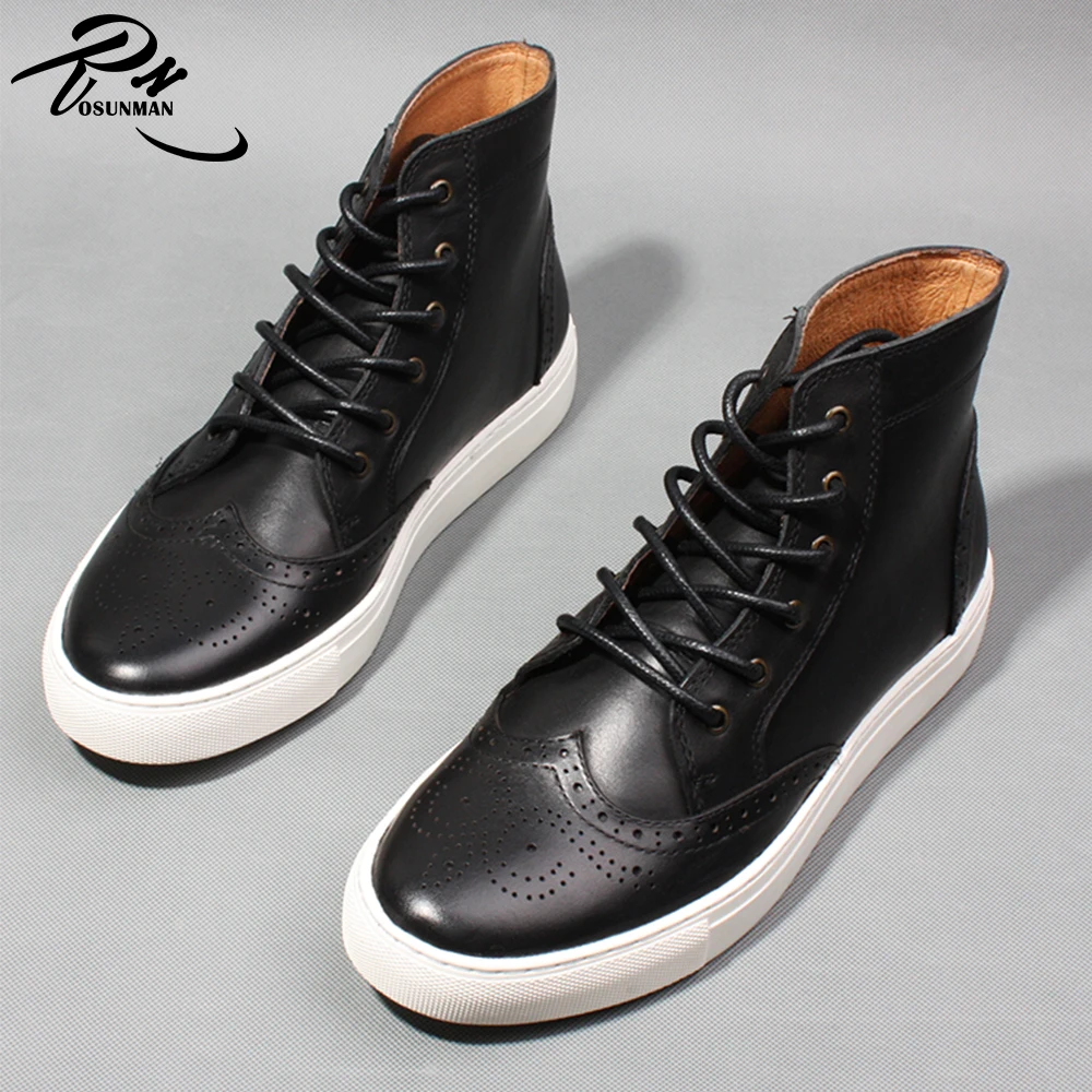mens leather sneaker boots