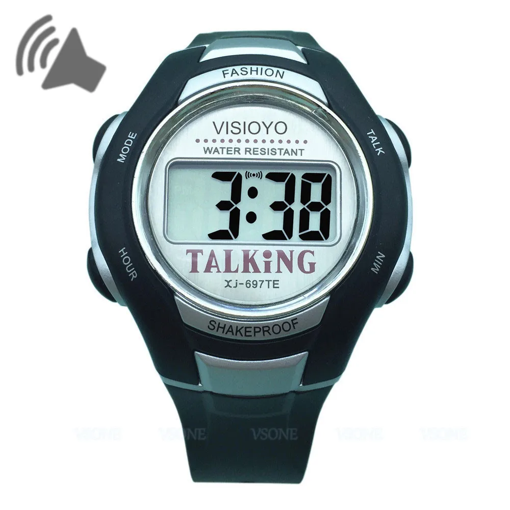 

Digital Talking Watch for Blind People or Visually Impaired People with Alarm English, French, Italian, Arabic, Spanish,Japanese