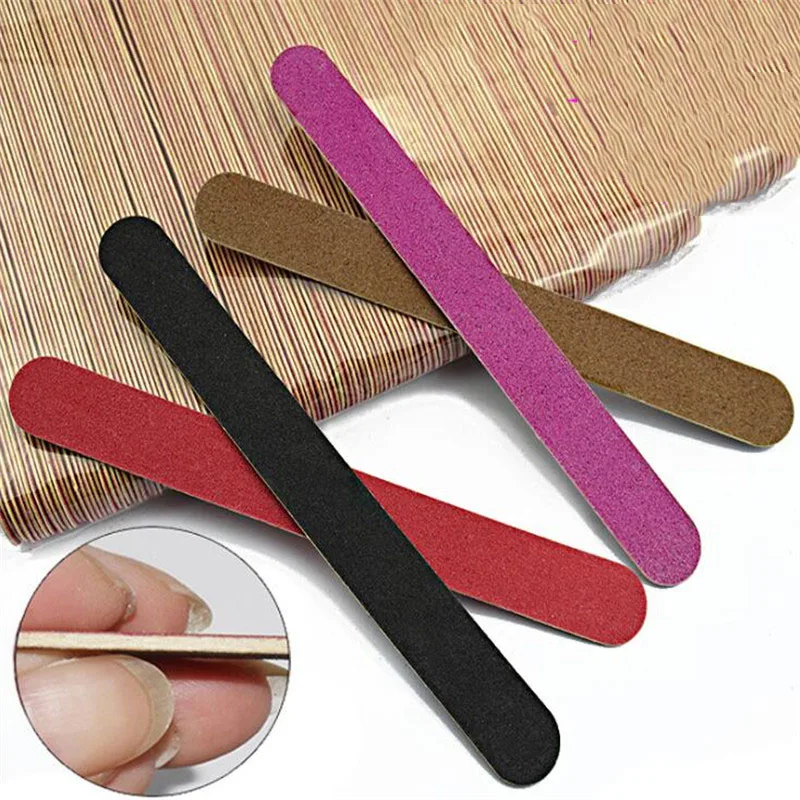 

Wood Nail Files Sandpaper Buffers Slim Grit Artificial Nail Tips Tools Disposable Cuticle Remover Callus Double Side File