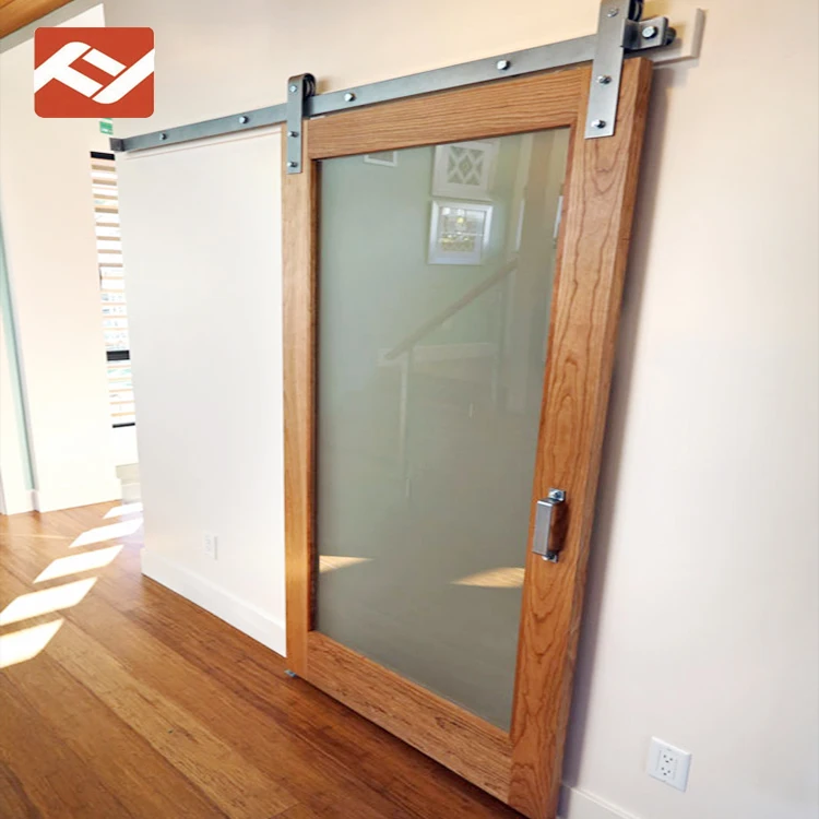 Stile & Rail Solid Wood Sliding Door Panel with Full Tempered Frosted ...