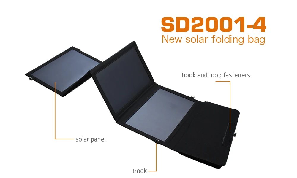Portable Solar Panel Folding Bag 20w With Dual 5v Usb Ports For Outdoor