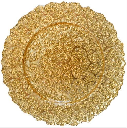 China tableware rose gold silver glass wedding charger plate 13"