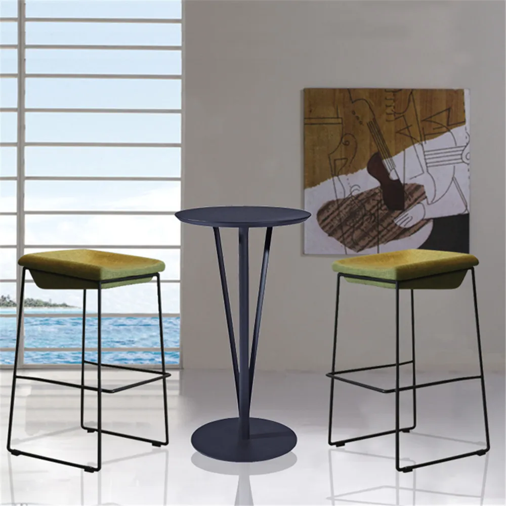 High Quality Industrial Metal Black Finish Small Round High Bar Table
