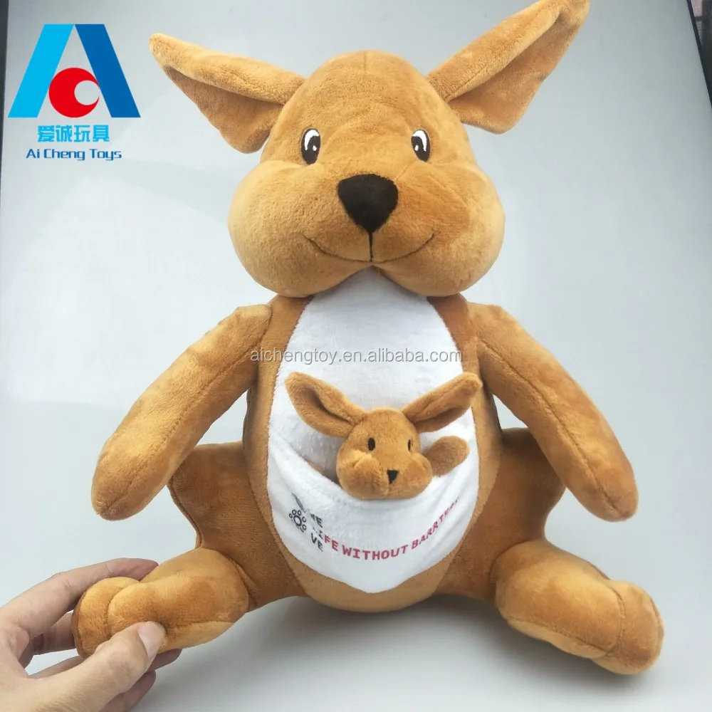 

super soft velboa stuffed plush wild toy Australia plush kangaroo toys with baby 35cm hight, Customized color