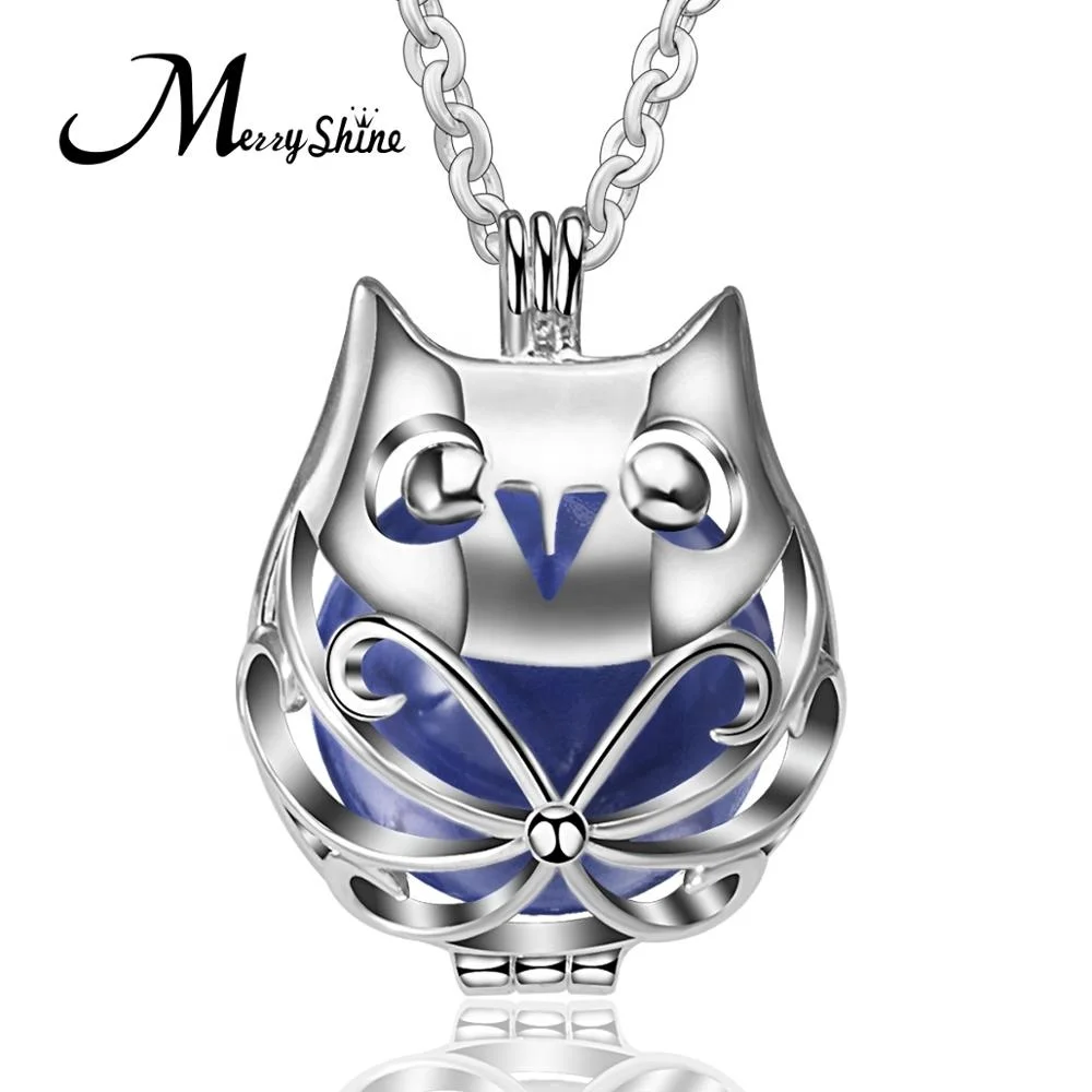 

925 Sterling Silver Jewelry Pendant Lovely Owl Mexican Bolas Necklace Harmony Balls New Christmas Cage Angel Callers