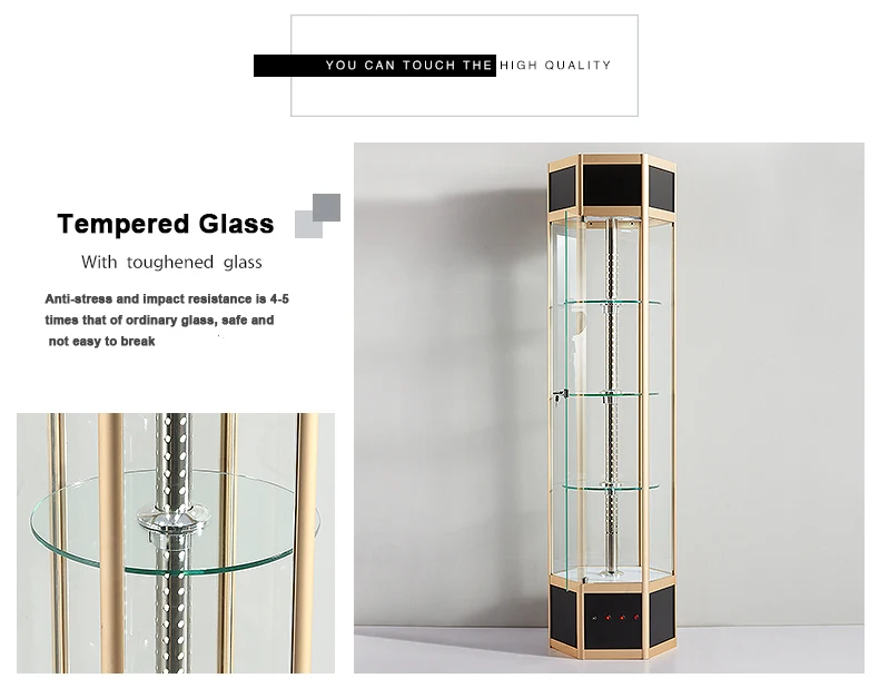 Aluminum Rotating Display Cases Glass Display Showcase Rotating Glass