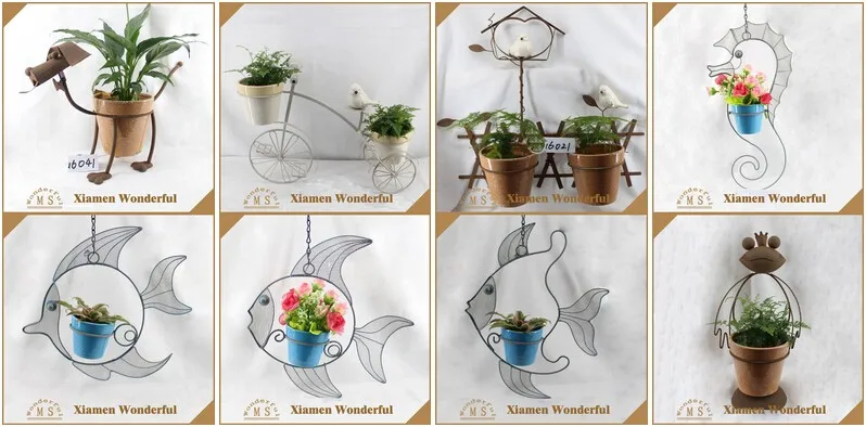 ceramic animal design metal cat planter, animal planter, metal animal planters