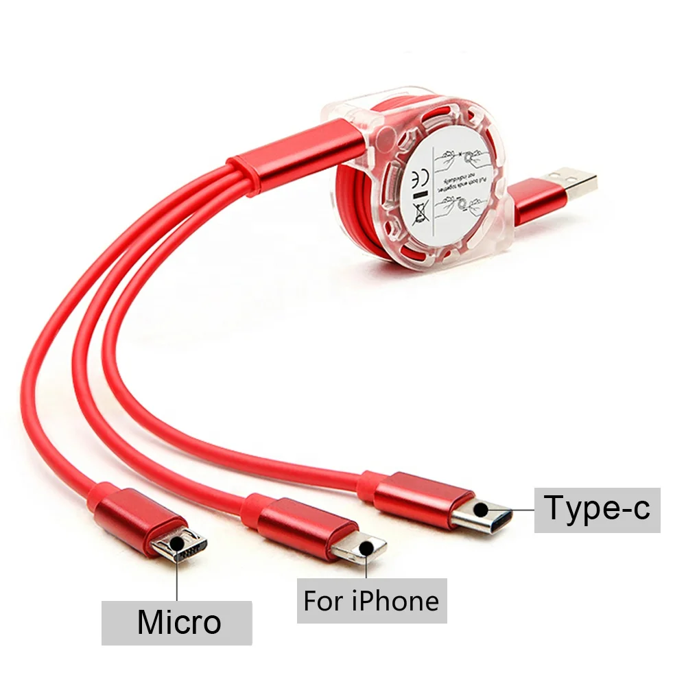 

BINOSUN Mobile Phone Mirco Retractable 3In1 Usb Charging Cable