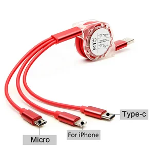 BINOSUN Mobile Phone Mirco Retractable 3In1 Usb Charging Cable