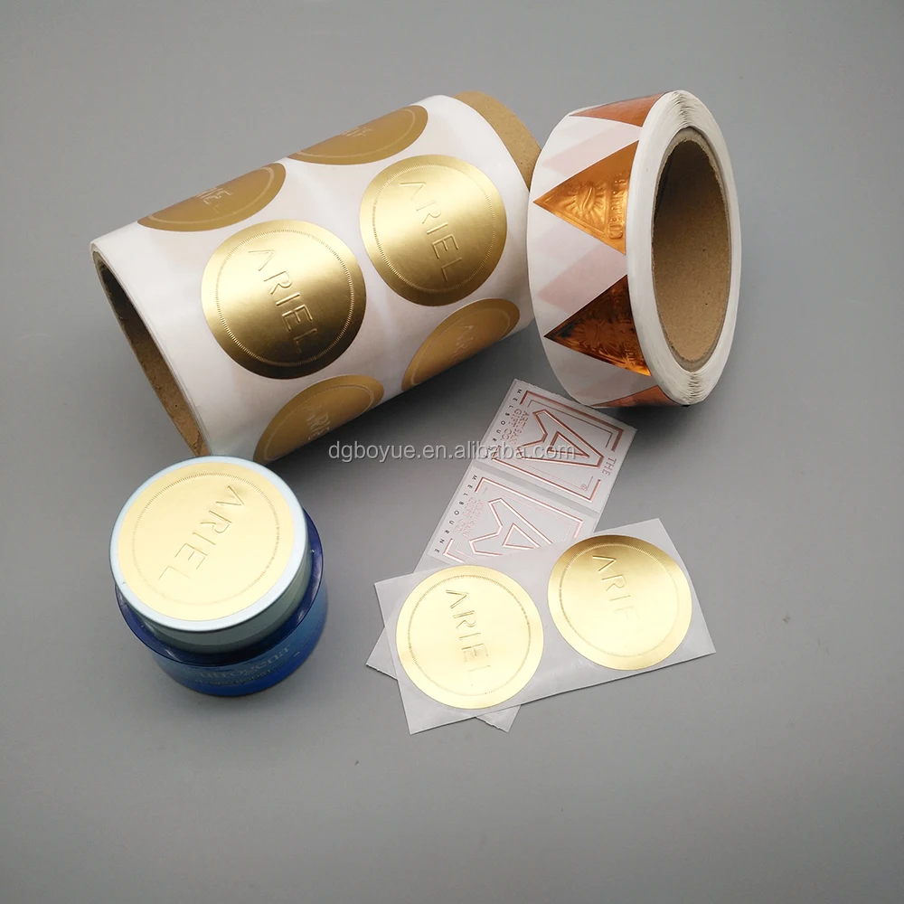 Roll Adhesive Emboss Gold Foil Sticker Silver Foil Paper Vinyl Label