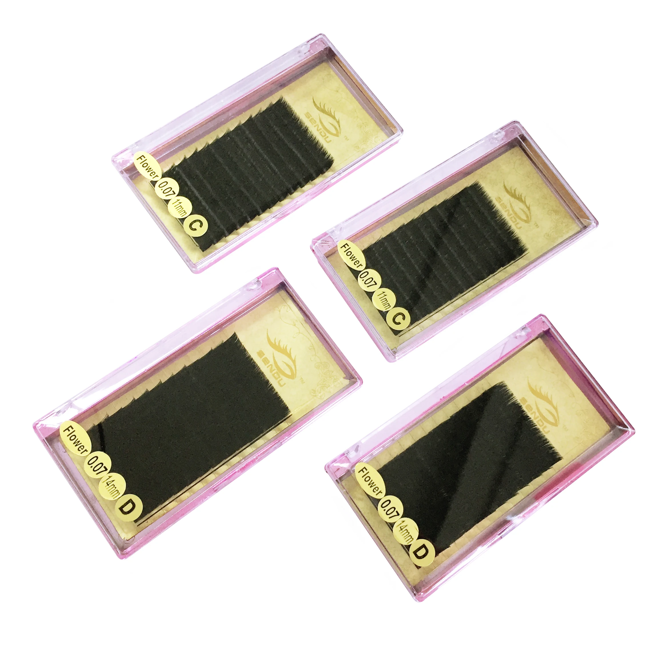 

2019 Beauty Wholesale Custom Packing Real Bulk Synthetic Silk PBT Eyelash Extension, Black