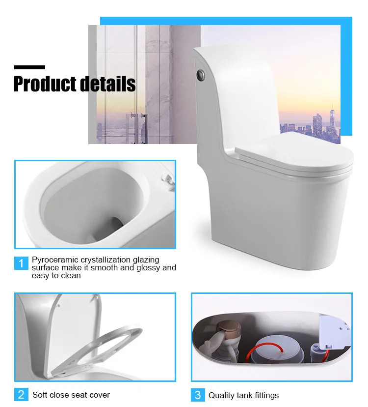 Bathroom siphonic one-piece ceramic toilet wc japanese