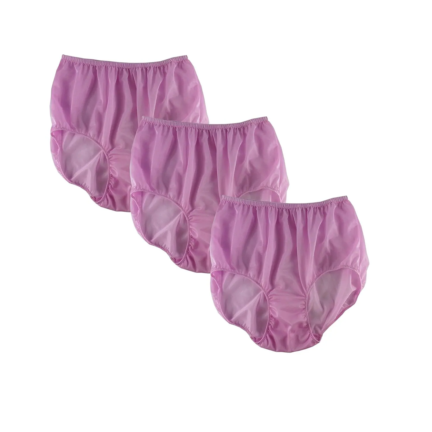 USBB7 Fair Pink Lots 3 pcs Panties Silky Nylon Briefs Underwear Women Men L...