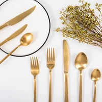

Matte Titanium Luxury Gold Cutlery Flatware Set For Wedding Flatware Leasing