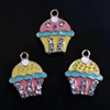 Metal Cakes Rhinestone Charms Pendants for Necklace Bracelet Jewelry 15x18mm