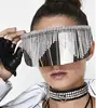WIIPU Fashion Rhinestone Oversized Mirror Sunglasses Women Men Luxury Big Frame Mask Diamond Eye Protection Silver Glasses
