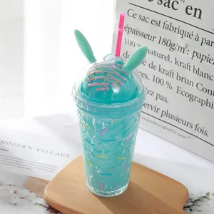 Image of Zogift 2019 hot selling new fashion luxury double wall insulated beach 16oz plastic cups with lids and straws wholesale