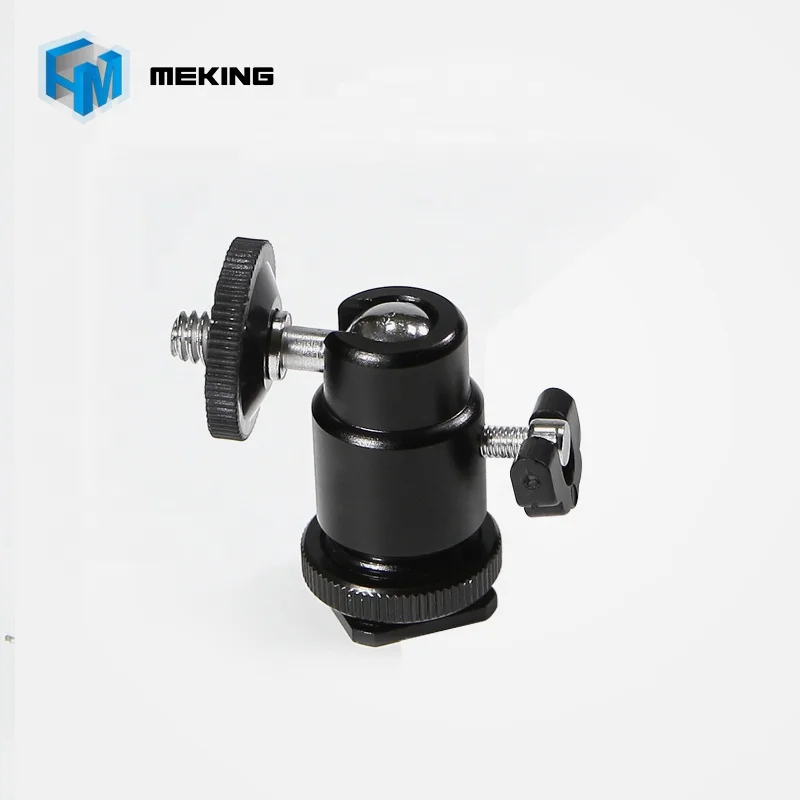 

Meking Swivel Mini Camera Flash Light Stand Ball Head with 1/4'' Hole and Cold Shoe, Black