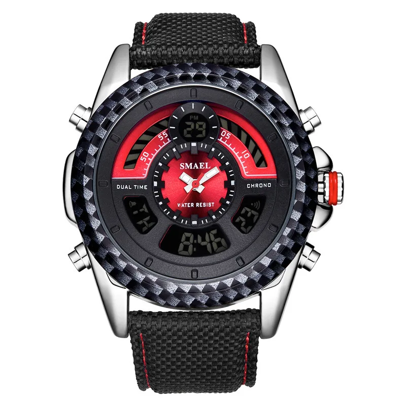 

SMAEL Men Military Sport Watches Nylon Strap Quartz Clock LED Analog Digital Watch Male Dual Display Relogio Masculino 1369