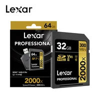 

Lexar 32GB SDHC Card 64GB 128GB SDXC Card U3 2000X UHS-II 300MB/s High Speed Flash Memory For 3D 4K video Camera