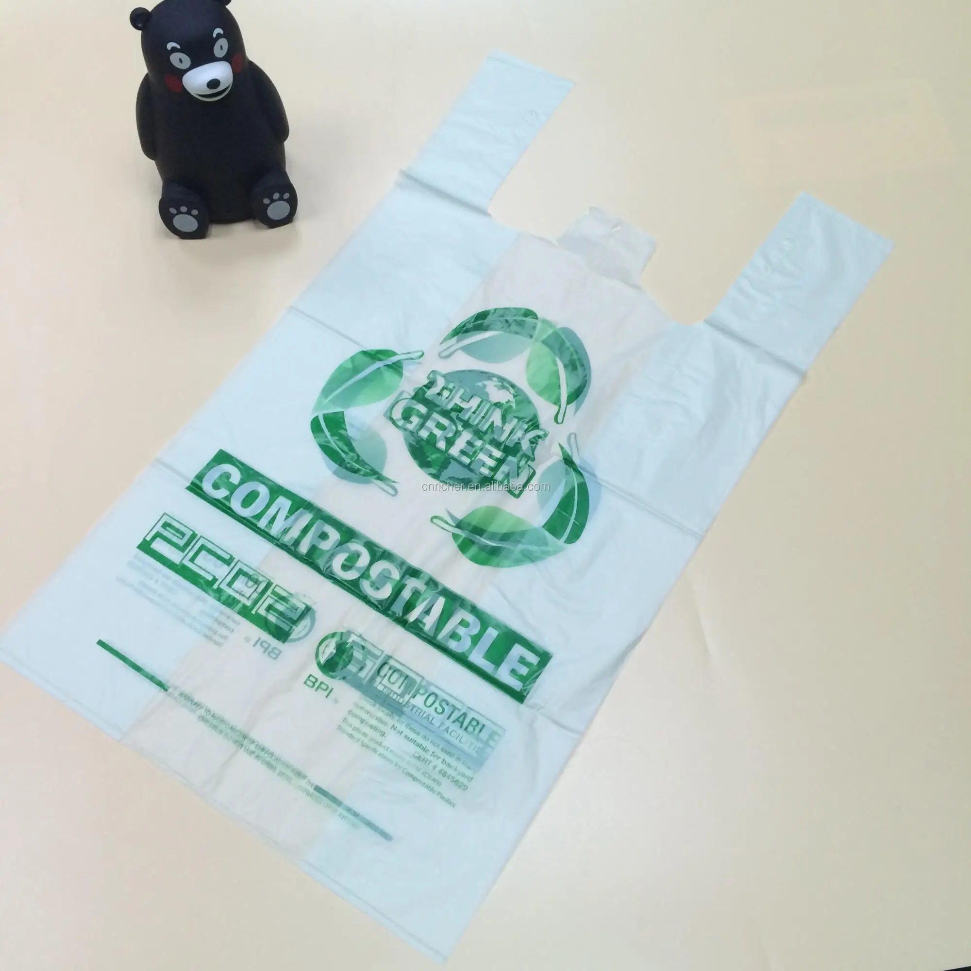 Biodegradable Reusable Shopping Bags Plastic Degradable T Shirt Bag