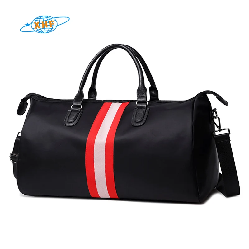 

custom logo black travel duffel gym bags with shoe compartment and wet pocket sports bag for men