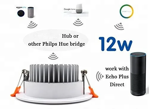 
ZigBee 3.0 Smart RGBW Recessed Downlight 12W 10cm LED Dimmable Ceiling Smart Light Mutil-Color Work with Amazon Alexa Echo Plus 