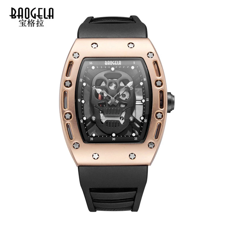 

BAOGELA 1612 2017 New Arrival Pirate Skull Style Quartz Men Watches Military Silicone Brand Sports Watch Waterproof