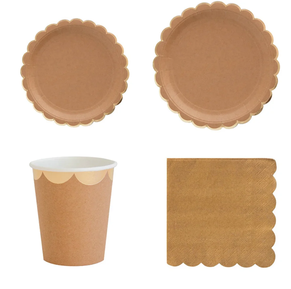 brown kraft paper plates