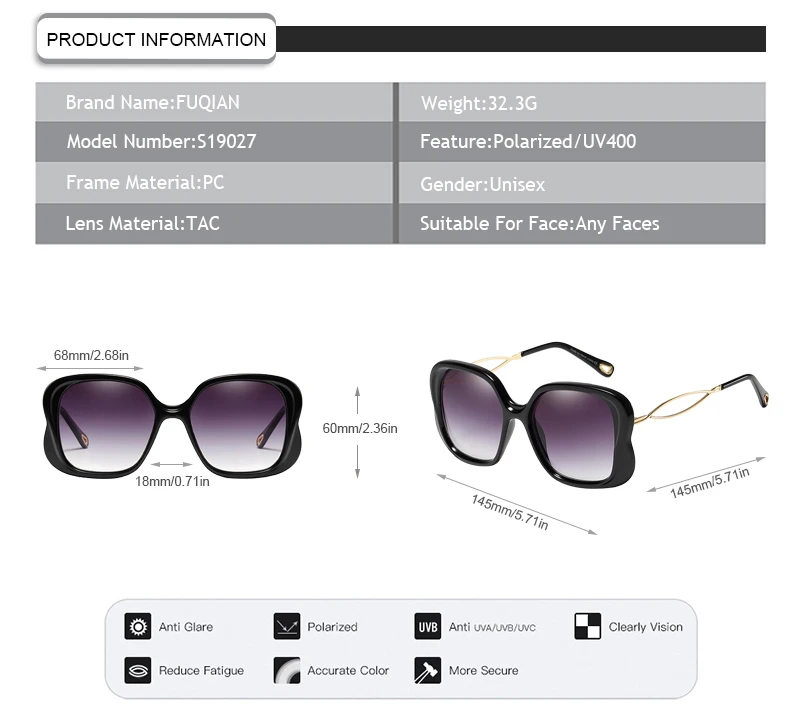Online shopping irregular square frame shipping holiday polarized women sunglasses 2019