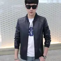 

2019 Autumn Winter Men PU Leather Coat Korean Slim Fit Leather Jackets Fashion men Casual jacket