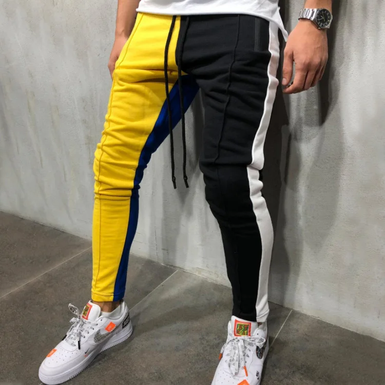 

New Men Leisure personality Color matching Fitness Sweatpants Hip hop Slim fit Men's pants muscle running Sweatpants, Colors