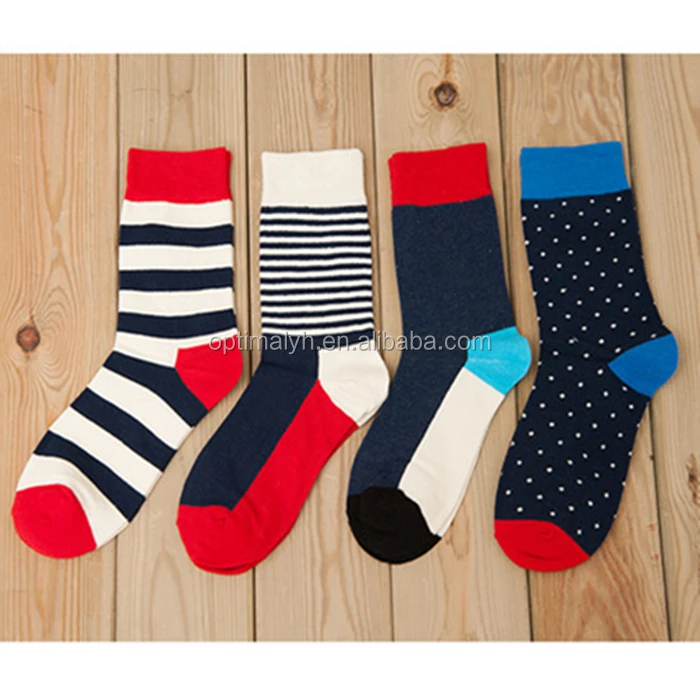 

Wholesale Men Strip and dot Fashion business men socks cotton happy socks, Picture