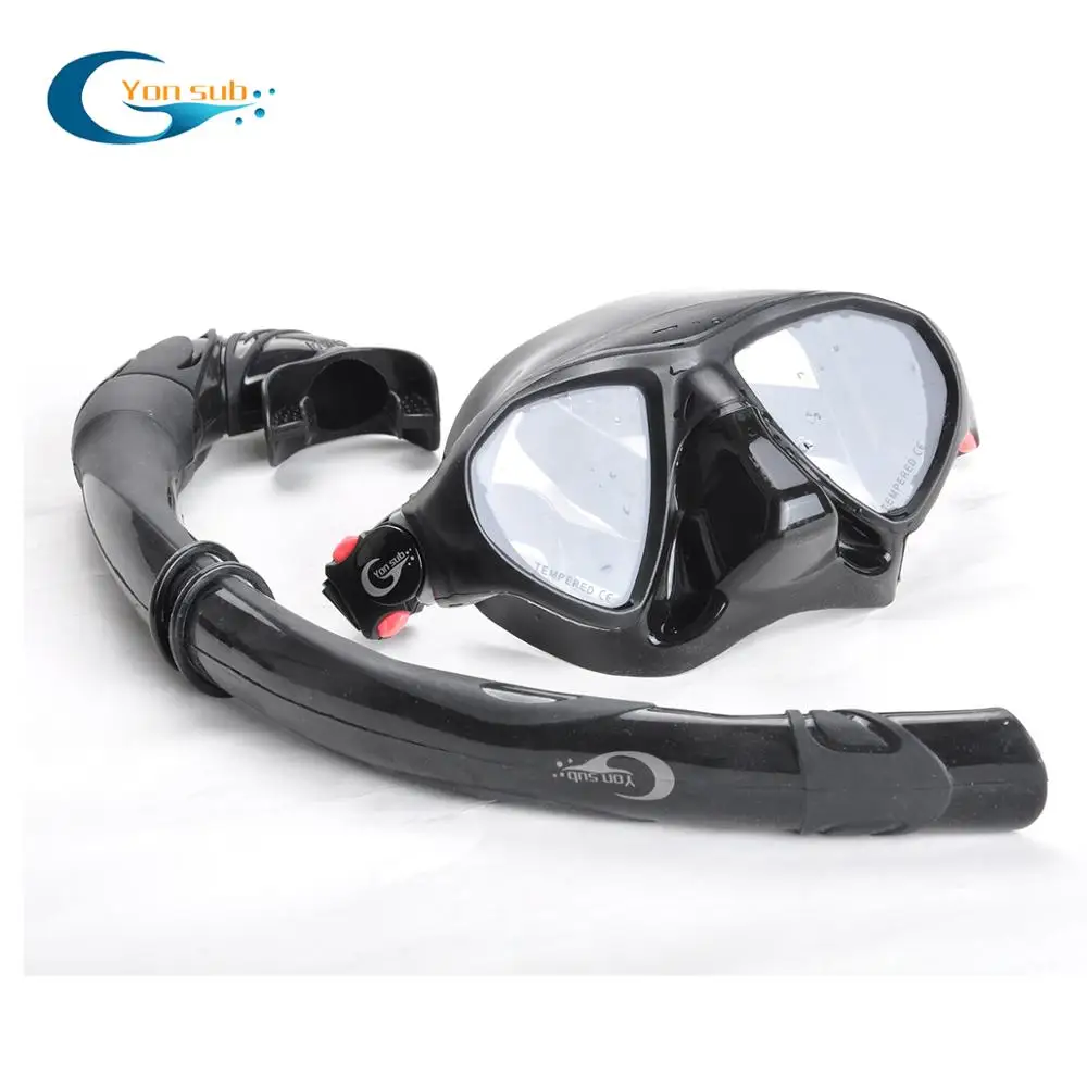 

Professional Low Volume Scuba Diving Mask Silicone Breathing Tube Snorkeling Diving Mask Set for Underwater Spearfishing, Black, red, blue, yellow