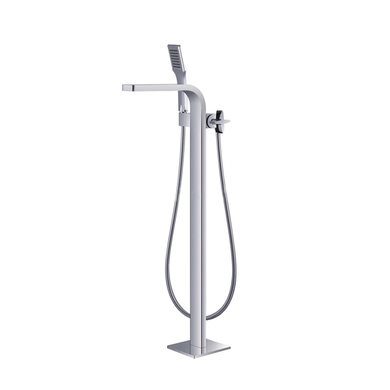 Bathroom Shower Brass  Floor Tub Faucet with Hand Shower Free Standing bath faucet