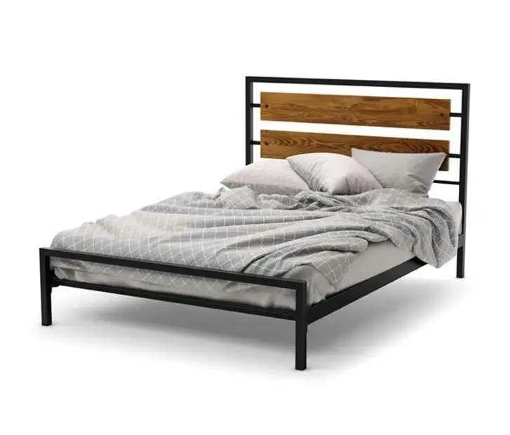 Iron Beds and headboard with wood bedroom furniture