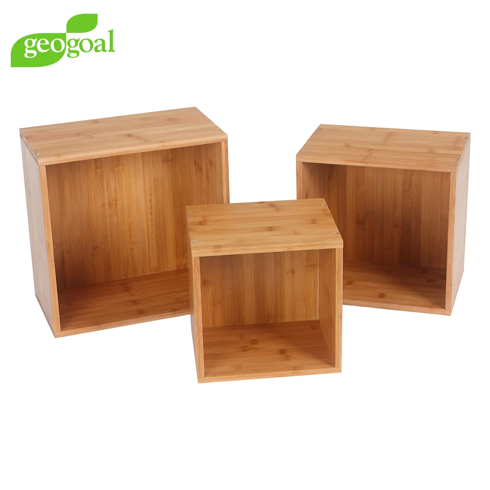 New Design Bamboo Storage Furniture Square Wall Mounted Cube Shelf