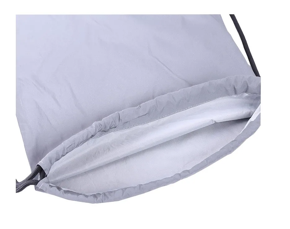 Wholesale Custom Printed High Quality Eco Friendly Reflective Polyester Drawstring Tote Bags Shopping Bag