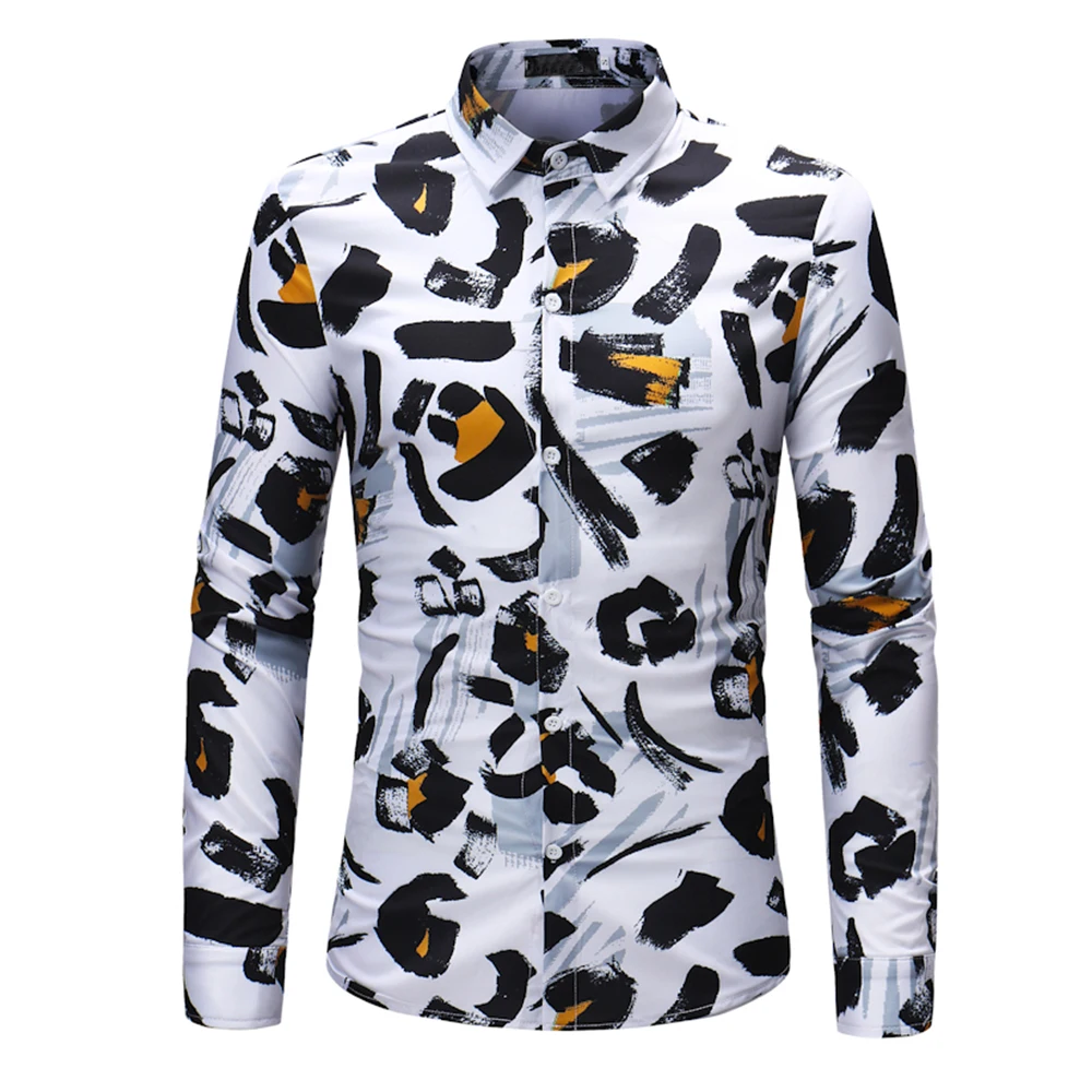

Custom Fashion Print Slim Fit Men Shirt Long Sleeve