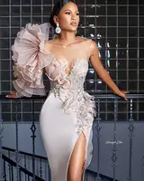 

Sexy V-neck Mermaid Fashion Mermaid Beaded Lace Illusion Evening Dress Evening Dress Flower