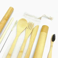 

Bamboo Cutlery Set | Reusable Portable Utensils Travel Cutlery Set (Bags, Forks, Knives,Chopsticks, Spoons,Straw) Eco cutlery